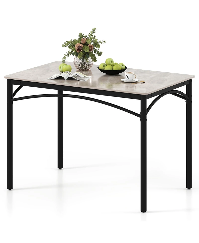 Gymax 43'' Modern Dining Table for 4 with Large Faux Marble Tabletop Adjustable Foot Pads