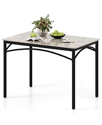 Gymax 43'' Modern Dining Table for 4 with Large Faux Marble Tabletop Adjustable Foot Pads
