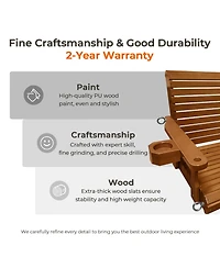 Mega Casa 2-Seater 4.5 Ft Large Wooden Porch Swing for Outdoor Patio Garden