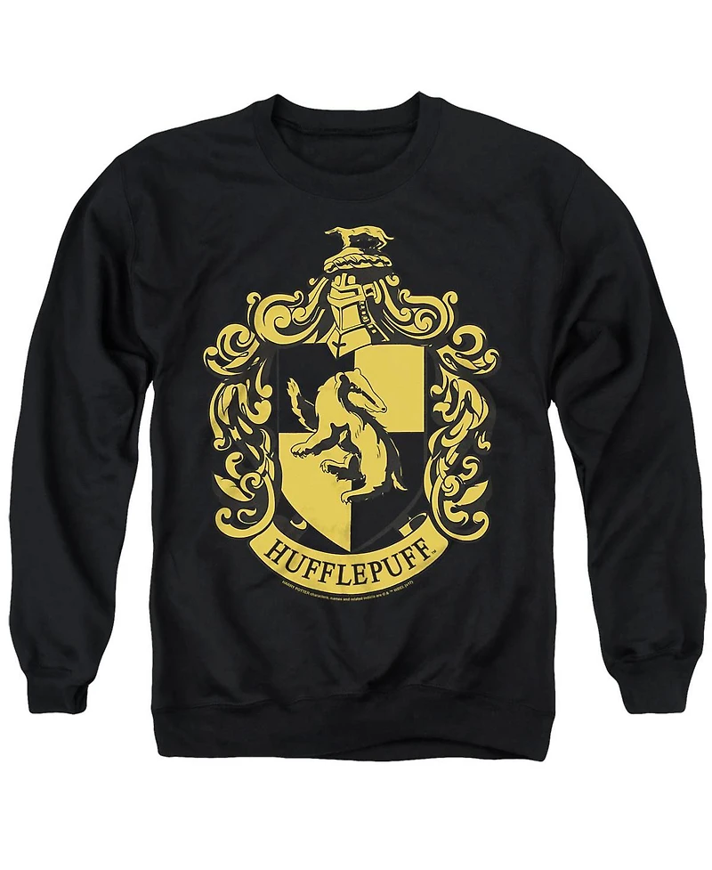 Harry Potter Men's Hufflepuff Crest Cotton Crewneck Sweatshirt