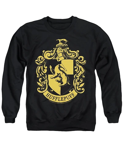 Harry Potter Men's Hufflepuff Crest Cotton Crewneck Sweatshirt