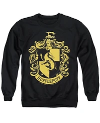 Harry Potter Men's Hufflepuff Crest Cotton Crewneck Sweatshirt