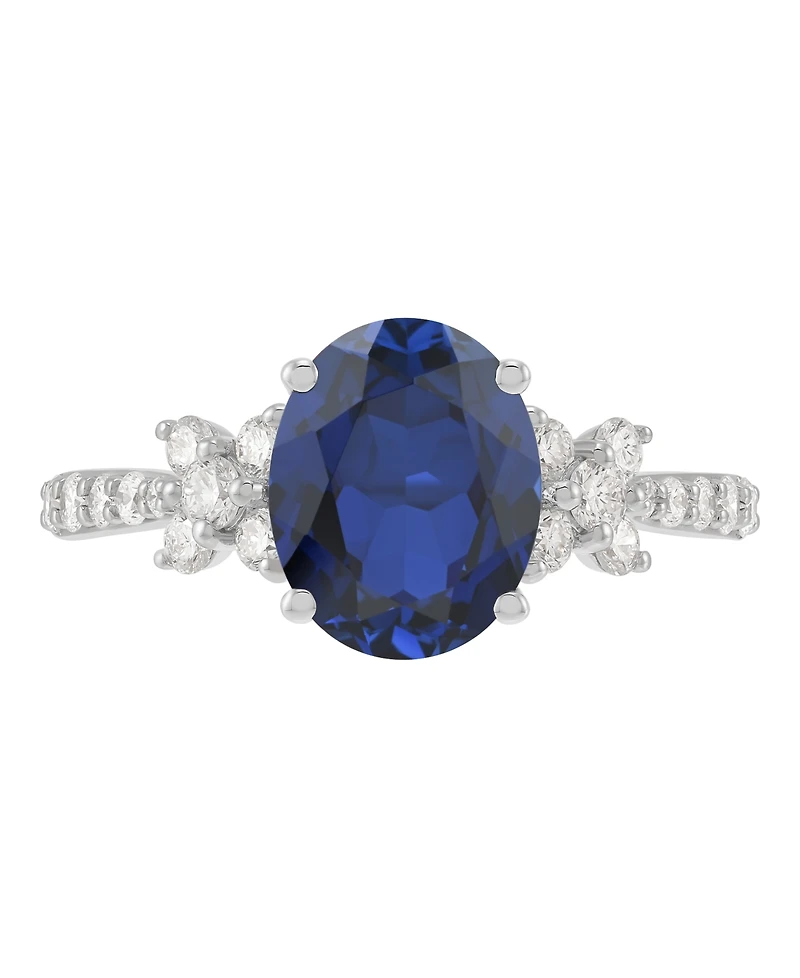 Grown With Love Lab-Grown Sapphire (3-3/8 ct. t.w.) & Lab-Grown Diamond (1/2 ct. t.w.) Ring in 14k White Gold