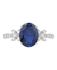 Grown With Love Lab-Grown Sapphire (3-3/8 ct. t.w.) & Lab-Grown Diamond (1/2 ct. t.w.) Ring in 14k White Gold