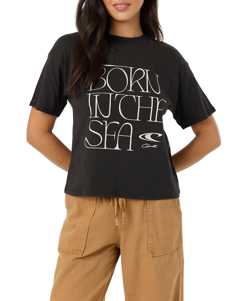 O'Neill Women's Born The Sea Easy Tee Graphic Relaxed-Fit T-Shirt