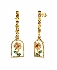 Girls Crew Crystal Disney Beauty and Beast Enchanted Rose Hoop Earrings