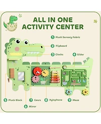 Qaba Dinosaur Wall-Mounted Busy Board, Music and Sensory Learning, Ages 2+