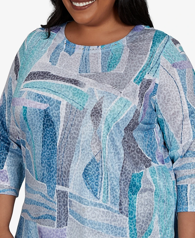 Alfred Dunner Plus 3/4-Sleeve Side-Slit T-Shirt