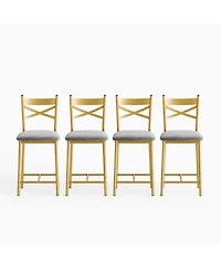 gaomon Set of 4 25.5" Upholstered Counter Height Bar Stools with Back and Metal Legs