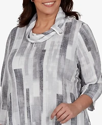 Alfred Dunner Plus Cowl Neck 3/4-Sleeve Textured-Knit Blouse