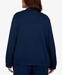 Alfred Dunner Plus Mandarin-Collar Lightweight Stretch Jacket