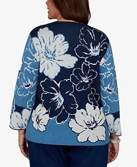 Alfred Dunner Plus Crewneck Floral Pullover Sweater