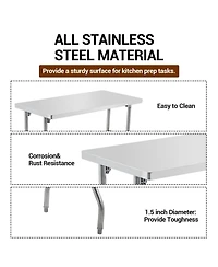 gaomon 48" Foldable Stainless Steel Outdoor Table with Adjustable Feet, Portable Worktable