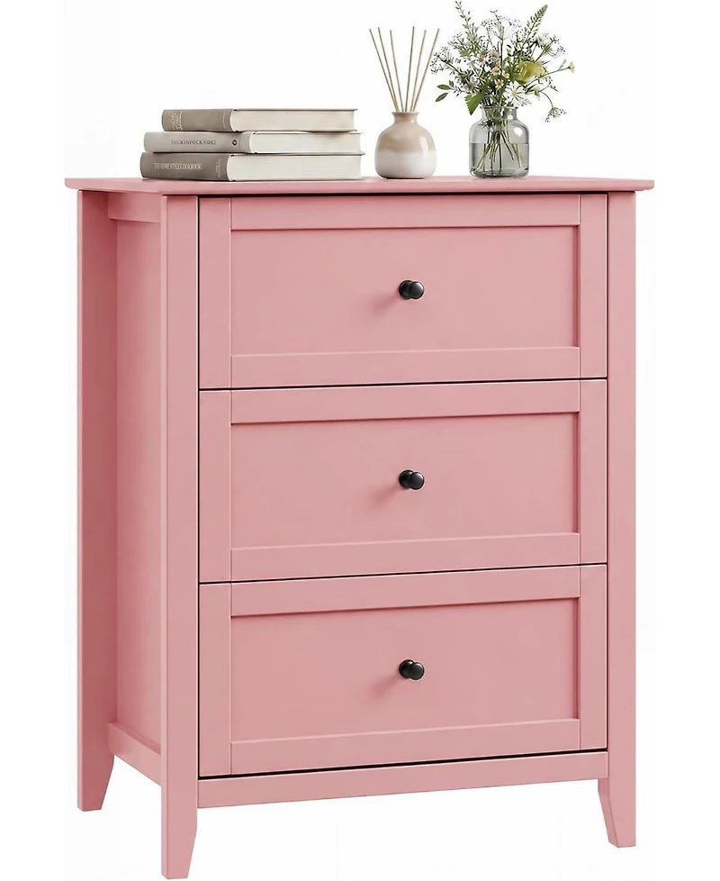Gaomon 3-Drawer Dresser, 27.6" Modern Bedroom Storage Cabinet with Lacquered Finish, Metal Knobs for Nursery, Living Room or Apartment
