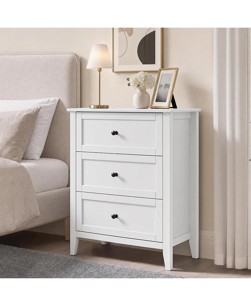 Gaomon 27.5" 3-Drawer Dresser with Lacquered Finish and Gold Knobs
