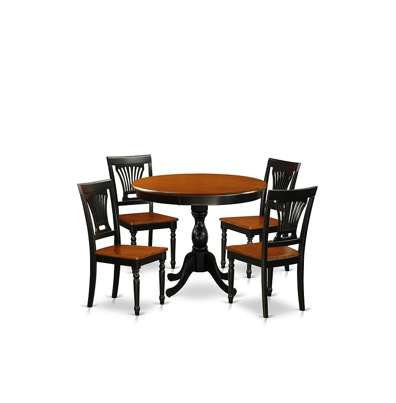 East West Furniture 5 Piece Dinette Set Consist of Wood Dining Table and 4 Dining Room Chairs with Slatted Back