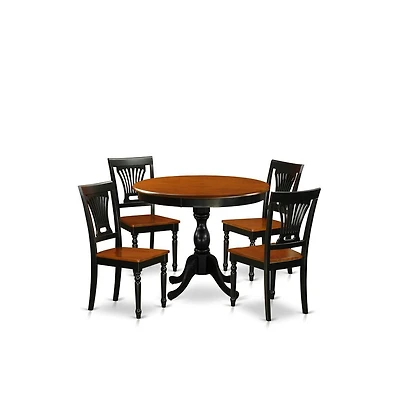 East West Furniture 5 Piece Dinette Set Consist of Wood Dining Table and 4 Dining Room Chairs with Slatted Back