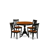 East West Furniture 5 Piece Dinette Set Consist of Wood Dining Table and 4 Dining Room Chairs with Slatted Back