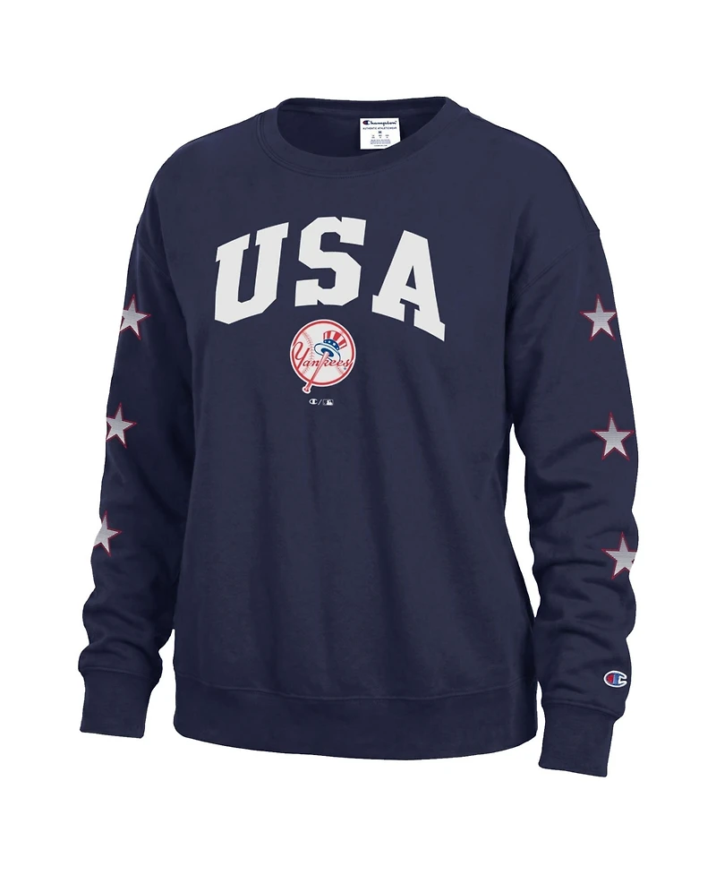 Champion Women's New York Yankees Fleece Americana Crewneck Sweatshirt
