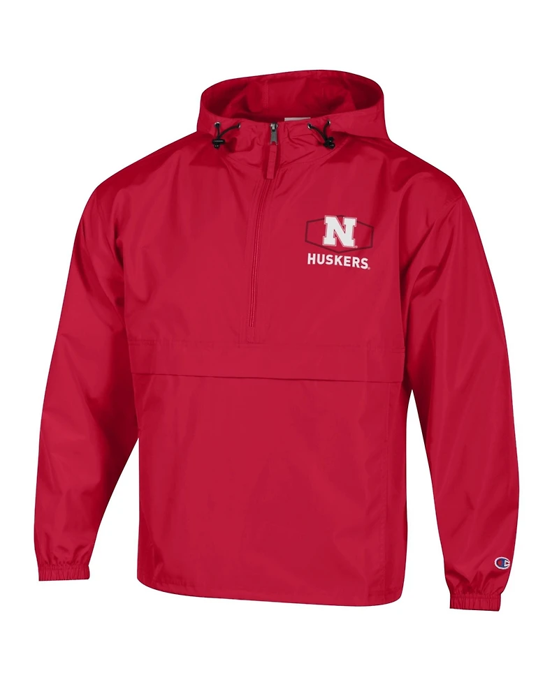 Champion Men's Scarlet Nebraska Huskers Delay Packable Half-Zip Jacket