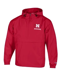 Champion Men's Scarlet Nebraska Huskers Delay Packable Half-Zip Jacket