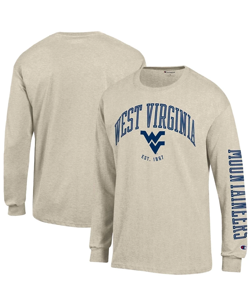 Champion Men's West Virginia Mountaineers Neutral Arch Long-Sleeve Crewneck T-Shirt