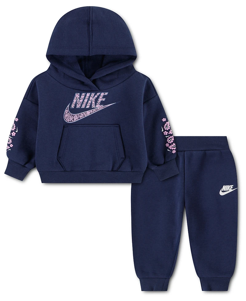 Nike Baby Girls' Retro Remix Hooded Sweatshirt and Jogger Pants, 2-Piece Set