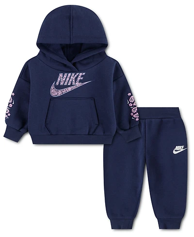 Nike Baby Girls' Retro Remix Hooded Sweatshirt and Jogger Pants, 2-Piece Set