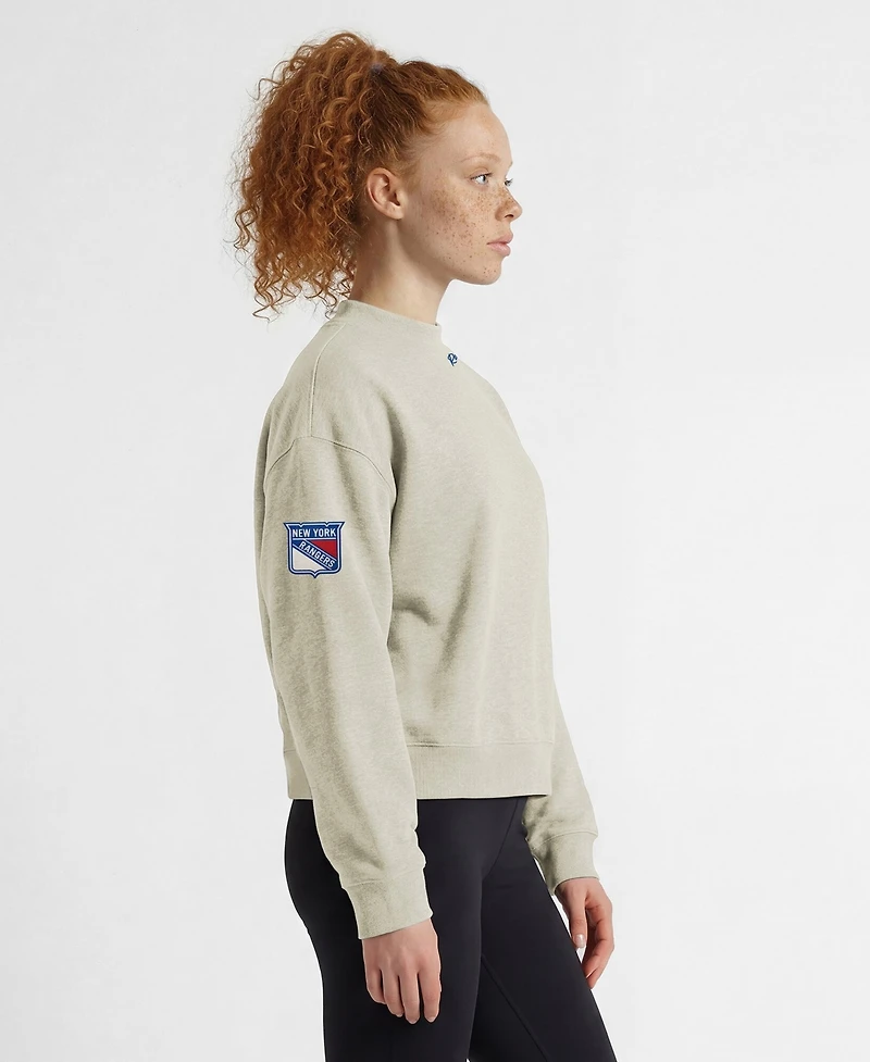 Champion Women's New York Rangers Collar Script Triumph Fleece Relaxed-Fit Crewneck Sweatshirt