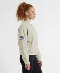 Champion Women's New York Rangers Collar Script Triumph Fleece Relaxed-Fit Crewneck Sweatshirt