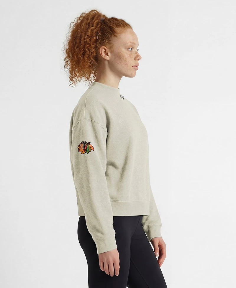 Champion Women's Chicago Blackhawks Collar Script Triumph Fleece Pullover Crewneck Sweatshirt