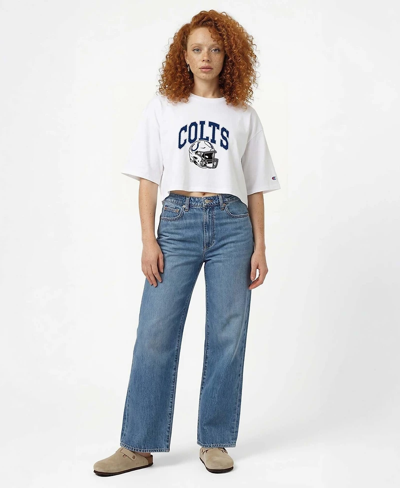 Champion Women's Indianapolis Colts Boyfriend Cropped Oversized T-Shirt