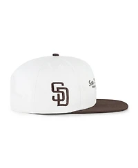 '47 Brand Men's White/Brown San Diego Padres Script Stack Relaxed Captain Snapback Hat