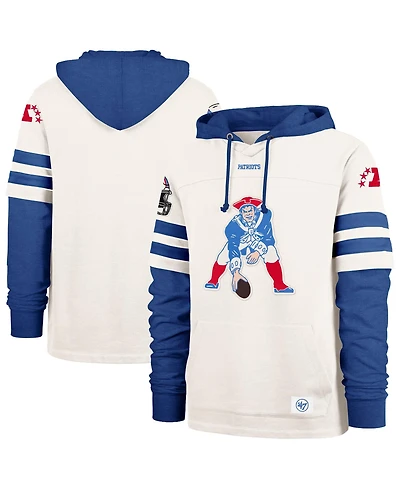 '47 Brand Men's Cream New England Patriots Split Zone Cornerback Duo Lacer Hoodie