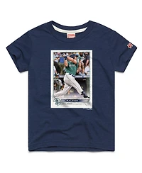 Homage Big Boys and Girls Cal Raleigh Navy Seattle Mariners Topps Baseball Card Tri-Blend T-Shirt