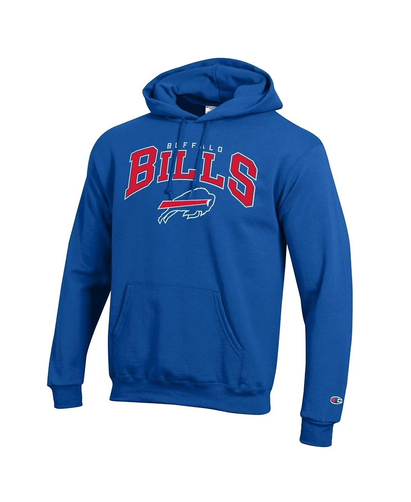 Champion Men's Buffalo Bills Powerblend Arch Over Logo Classic Fit Midweight Hoodie