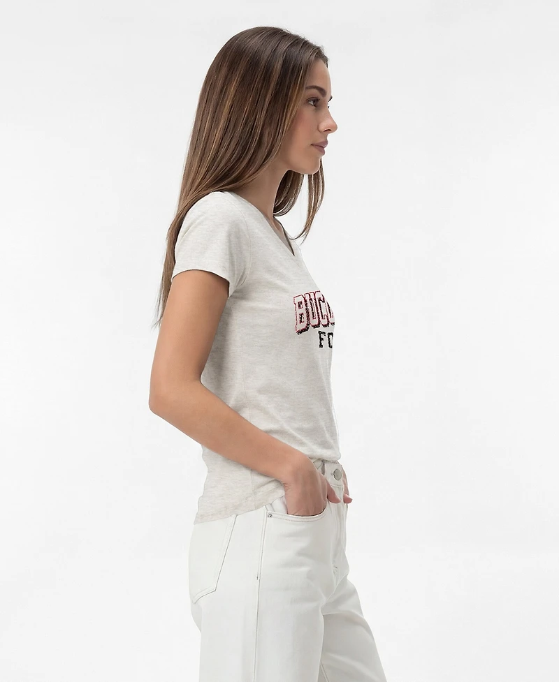 Champion Women's Tampa Bay Buccaneers Triumph Tri-Blend V-Neck Distressed Screen Print T-Shirt