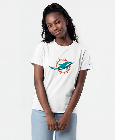 Champion Women's Miami Dolphins Crewneck Logo T-Shirt
