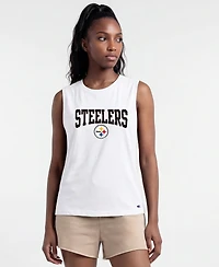 Champion Women's Pittsburgh Steelers Distressed Crewneck Cotton-Blend Tank Top