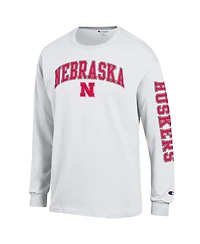 Champion Men's Nebraska Huskers Arch Over Logo 2-Hit Cotton Long-Sleeve Crewneck Graphic T-Shirt