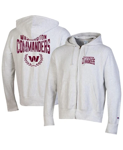 Champion Men's Heather Gray Washington Commanders Reverse Weave Full-Zip Hoodie