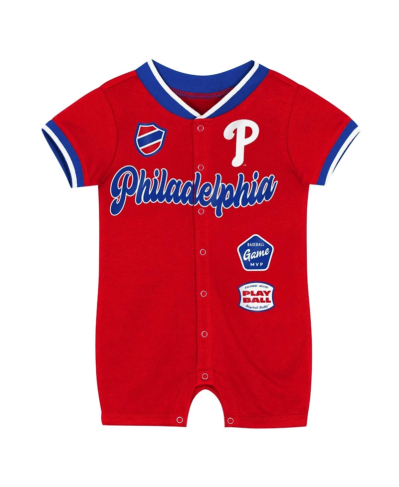 Outerstuff Baby Boys and Girls Red Philadelphia Phillies Pinch Coverall Shorts