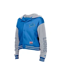 New Era Women's Blue Detroit Lions Throwback Full-Snap Hooded Jacket