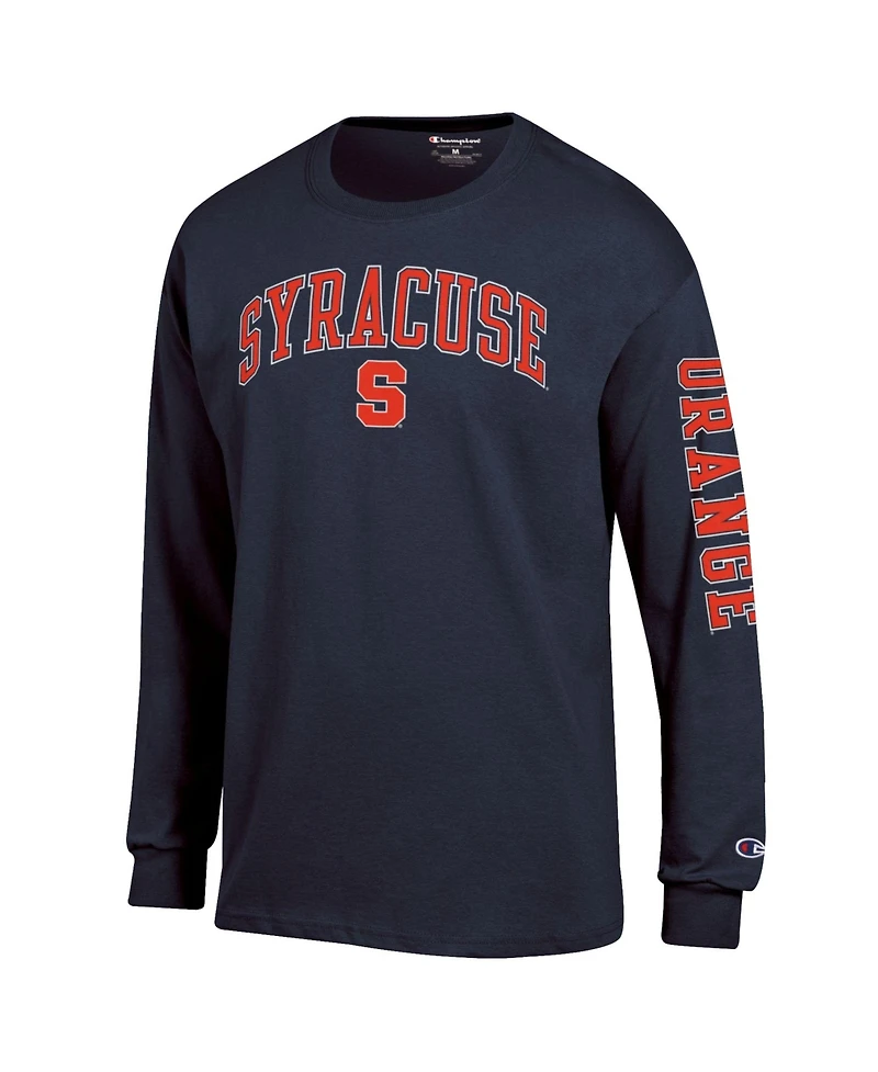 Champion Men's Syracuse Orange Arch Over Logo 2-Hit Long-Sleeve Crewneck T-Shirt