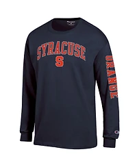 Champion Men's Syracuse Orange Arch Over Logo 2-Hit Long-Sleeve Crewneck T-Shirt