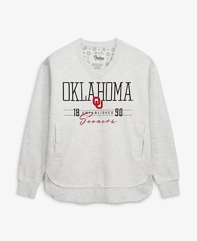 Pressbox Women's Oklahoma Sooners Marcus East Hall Poncho V-Neck Graphic Pullover Sweatshirt