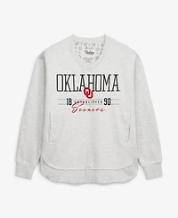Pressbox Women's Oklahoma Sooners Marcus East Hall Poncho V-Neck Graphic Pullover Sweatshirt