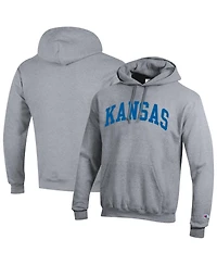 Champion Men's Heather Gray Kansas Jayhawks Basic Arch Fleece Pullover Hoodie