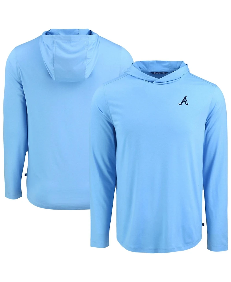 Cutter & Buck Men's Powder Blue Atlanta Braves Coastline Epic Comfort Eco Hoodie Long Sleeve T-Shirt