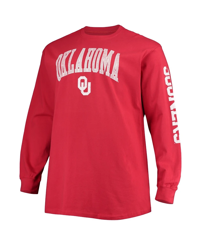 Champion Men's Crimson Oklahoma Sooners Big Tall 2-Hit Long Sleeve T-Shirt